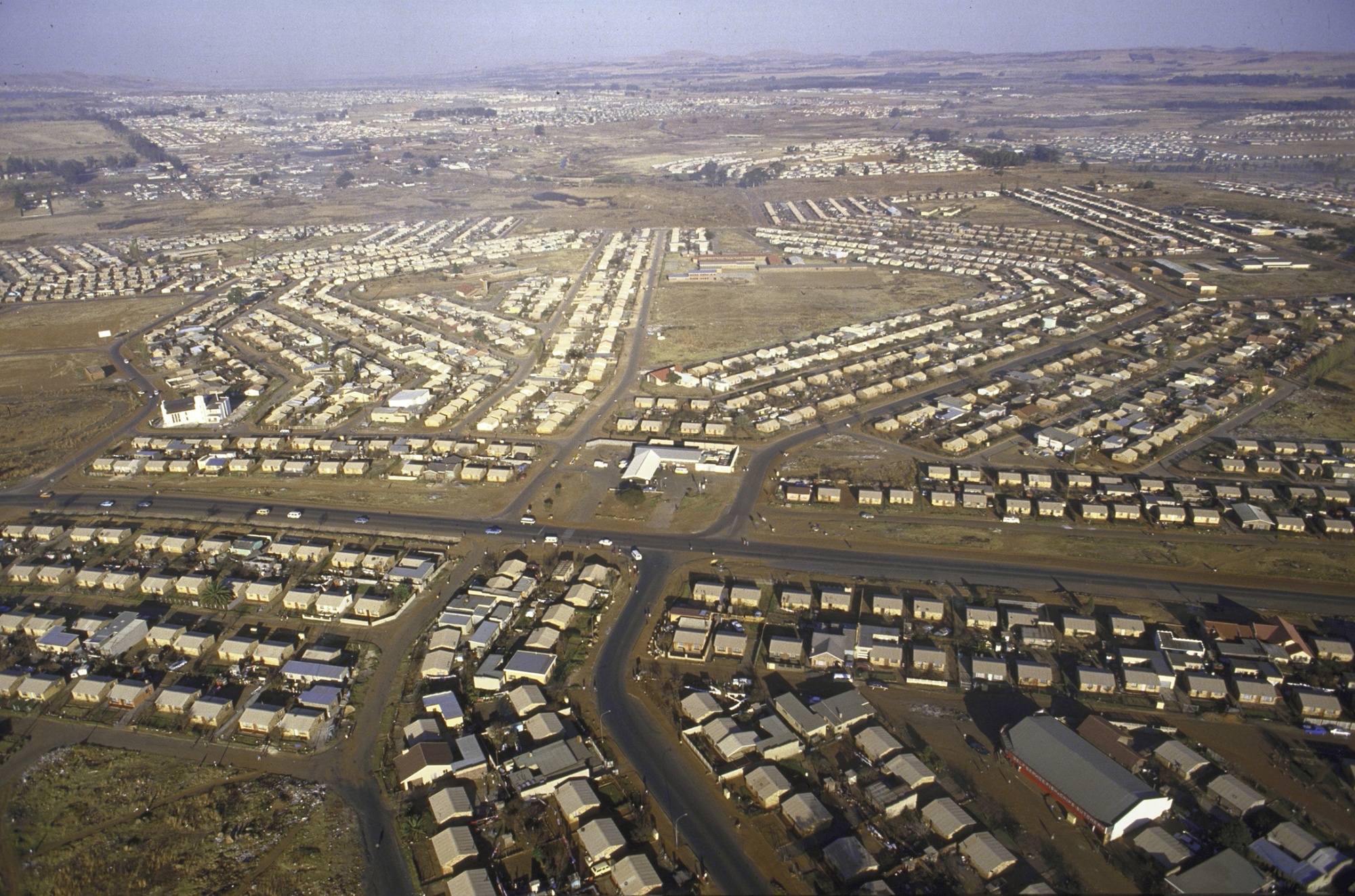 An aerial view of Soweto on June 1, 1986.