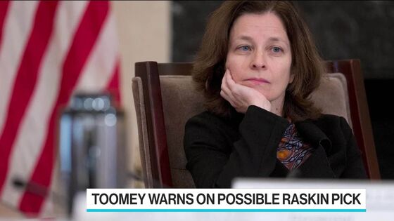 Senator Toomey Warns on Possible Raskin Pick as Top Fed Regulator
