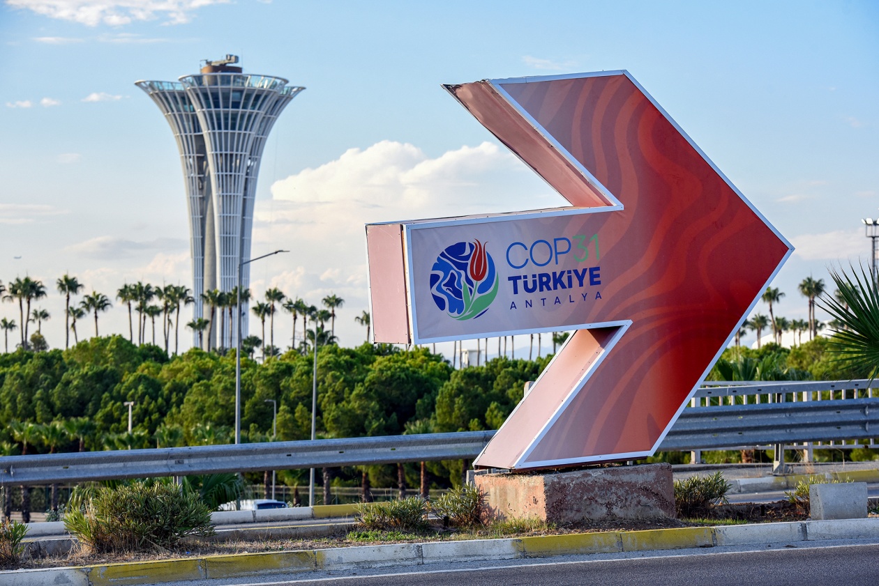 COP31 signage near the Antalya Expo venue in Antalya, Turkey on Sept. 30. 