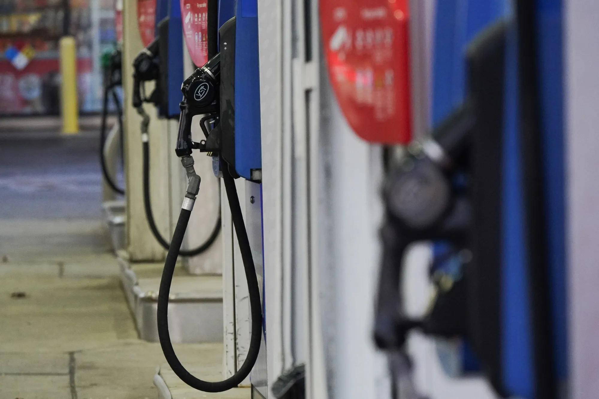 Fuel pumps at an Exxon gas station in Elizabeth, New Jersey.