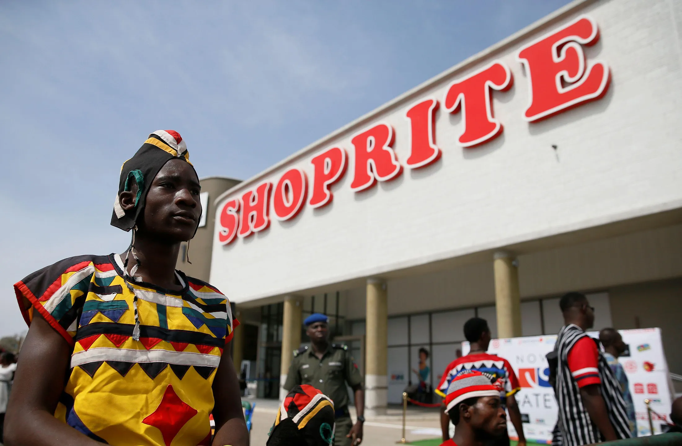 Outside a newly opened Shoprite store in Nigeria in 2017.&nbsp;