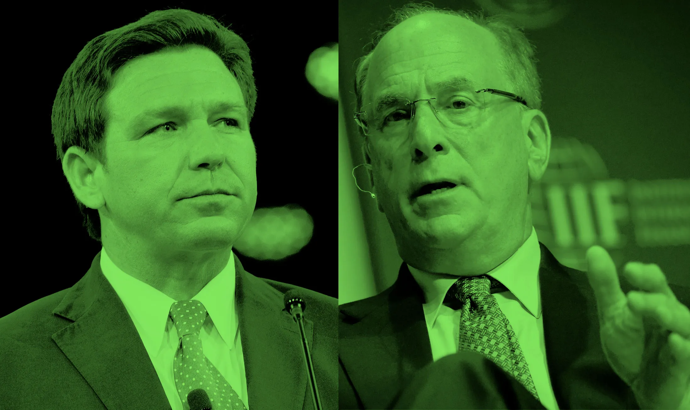 Florida Governor Ron DeSantis and BlackRock CEO Larry Fink
