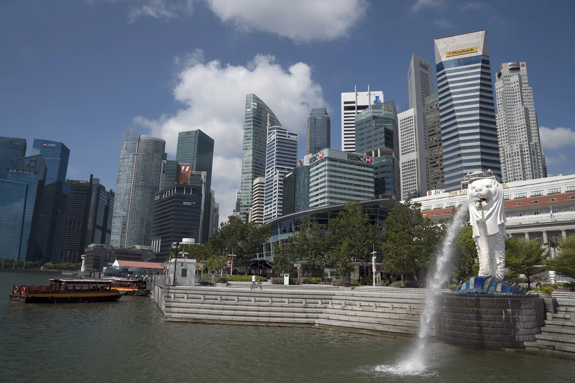 The Merlion Park waterfront stands empty in Singapore on March 24.