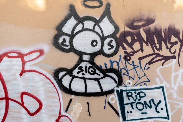 Masked figure, "Memorial to Tony," Leland Avenue at Westchester Avenue, Bronx