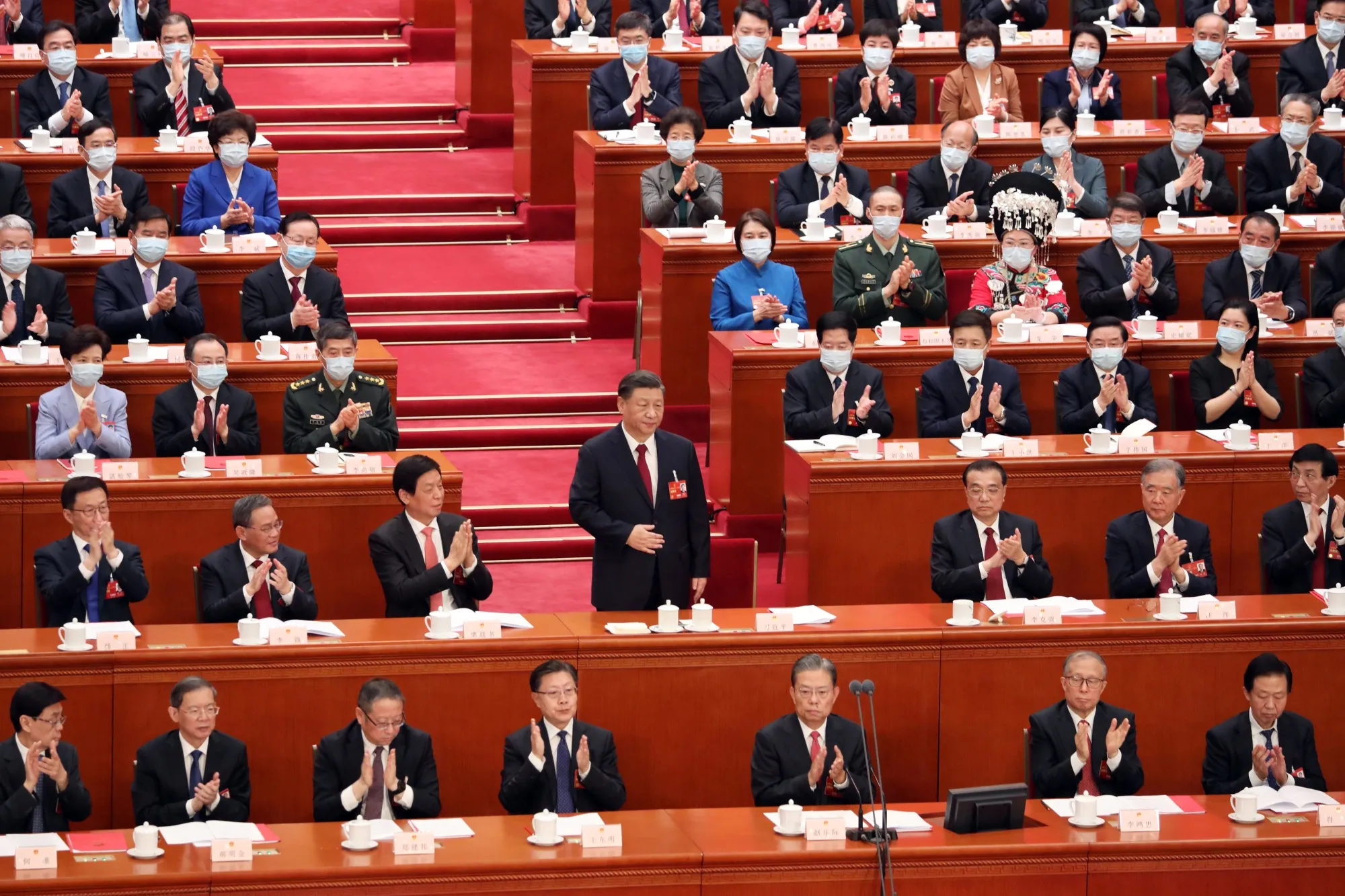 Xi Jinping during the closing session of the First Session of the 14th National People's Congress (NPC) at the Great Hall of the People in Beijing, China, on&nbsp;March 13.