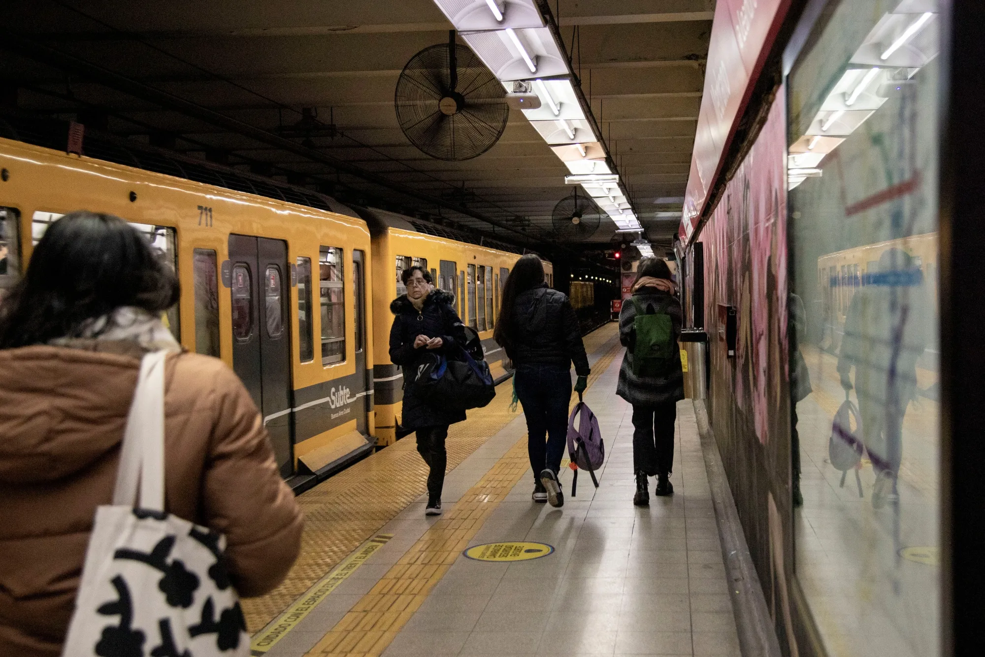 Commuters at a subway station in Buenos Aires.