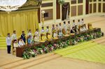Sultan Abdullah Sultan Ahmad, seated, 7th from right, at the national palace on Jan 31.