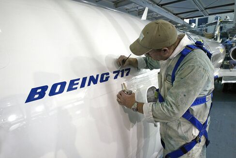 The final touches are applied to a Boeing 717.