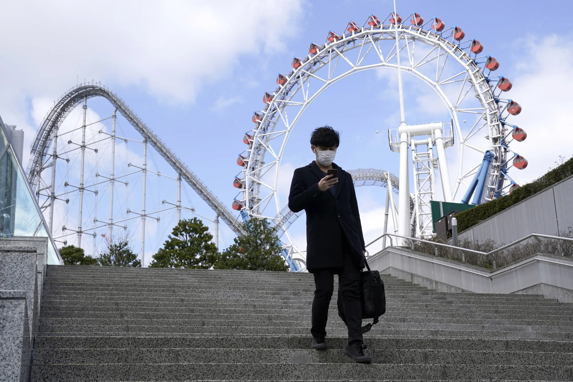 The Tokyo Dome City Attractions entertainment complex, temporary closed due to the coronavirus, in Tokyo, March 15.