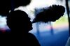 A person exhales vapor.
