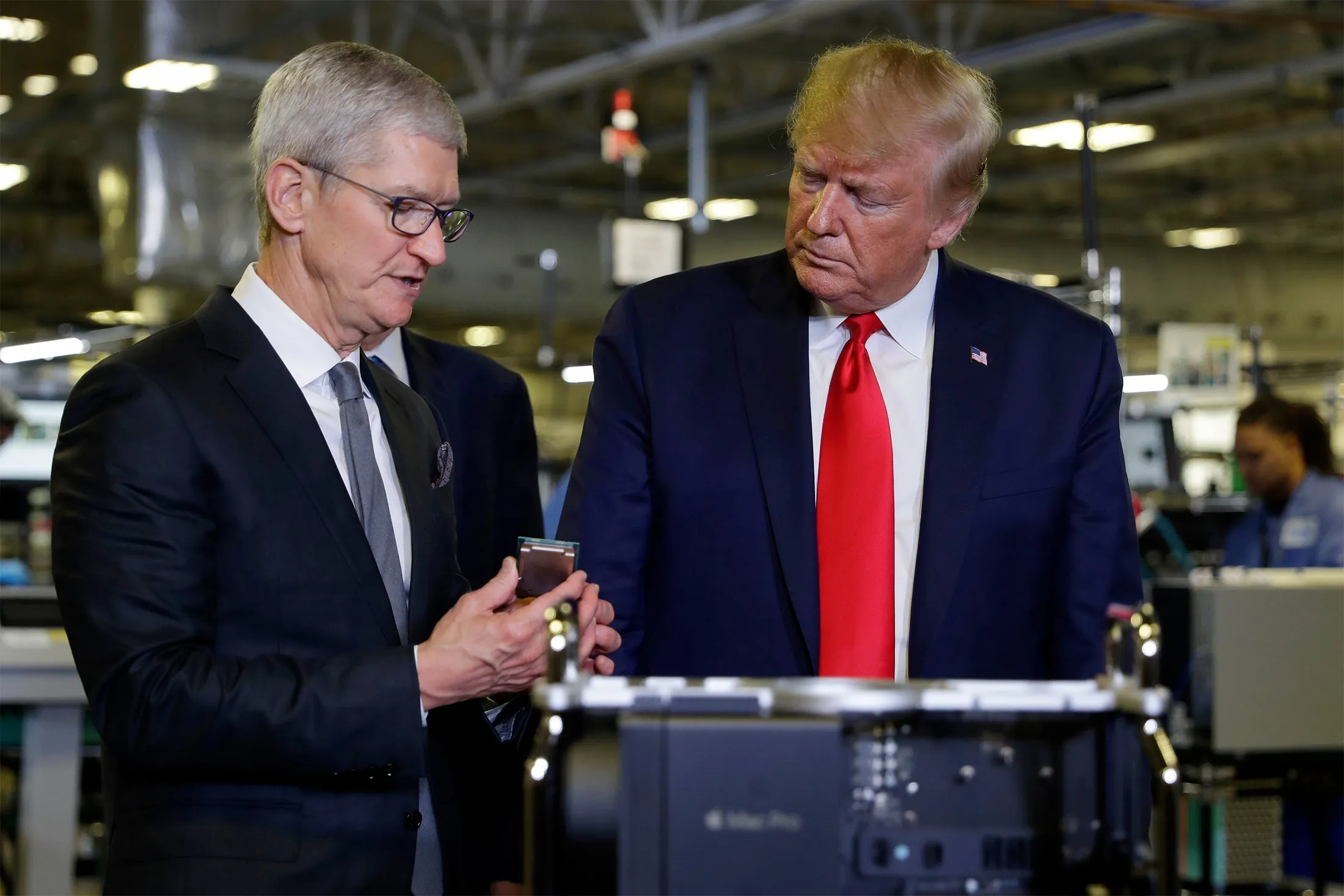 President Donald Trump tours an Apple manufacturing plant with Apple ceo&nbsp;Tim Cook in Austin on&nbsp;Nov. 20.