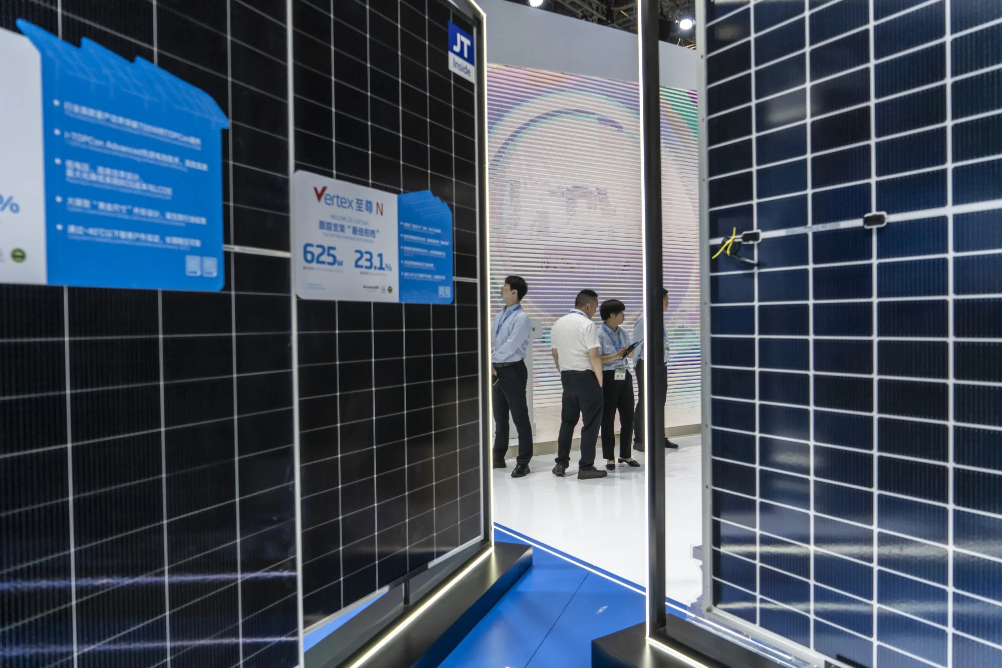 Trina Solar&nbsp;products at the International Photovoltaic Power Generation and Smart Energy Expo in Shanghai in June.