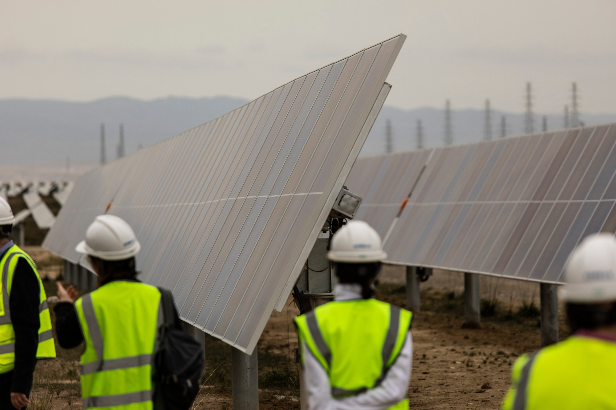 Photovoltaic panels at a solar farm&nbsp;in Qinghai province, China.