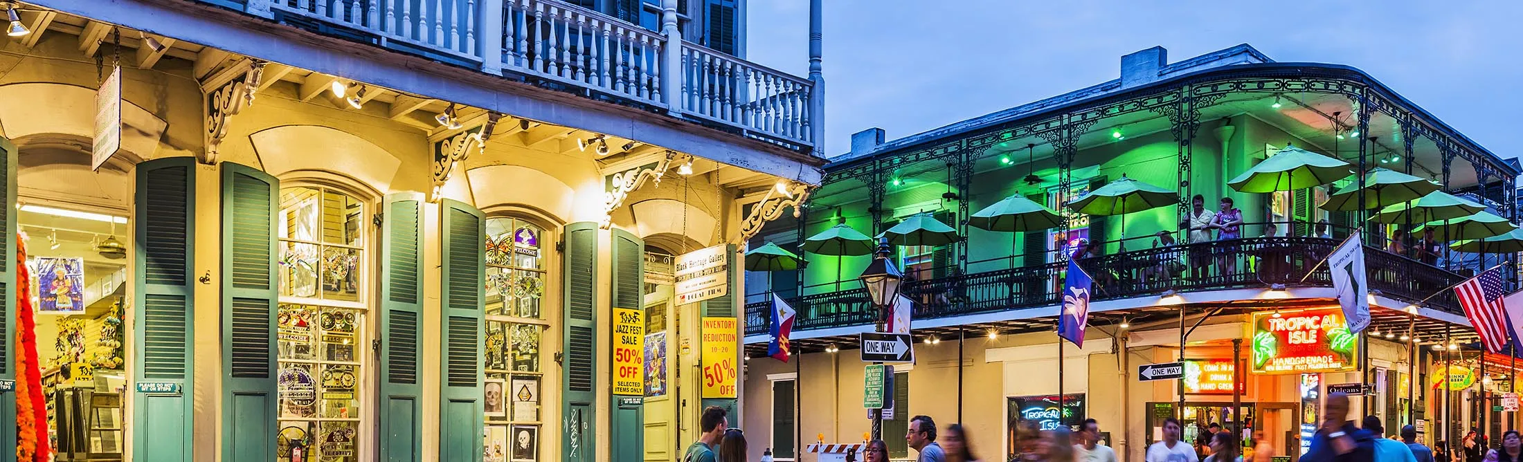 French Quarter, view of Bourbon Street at twilight