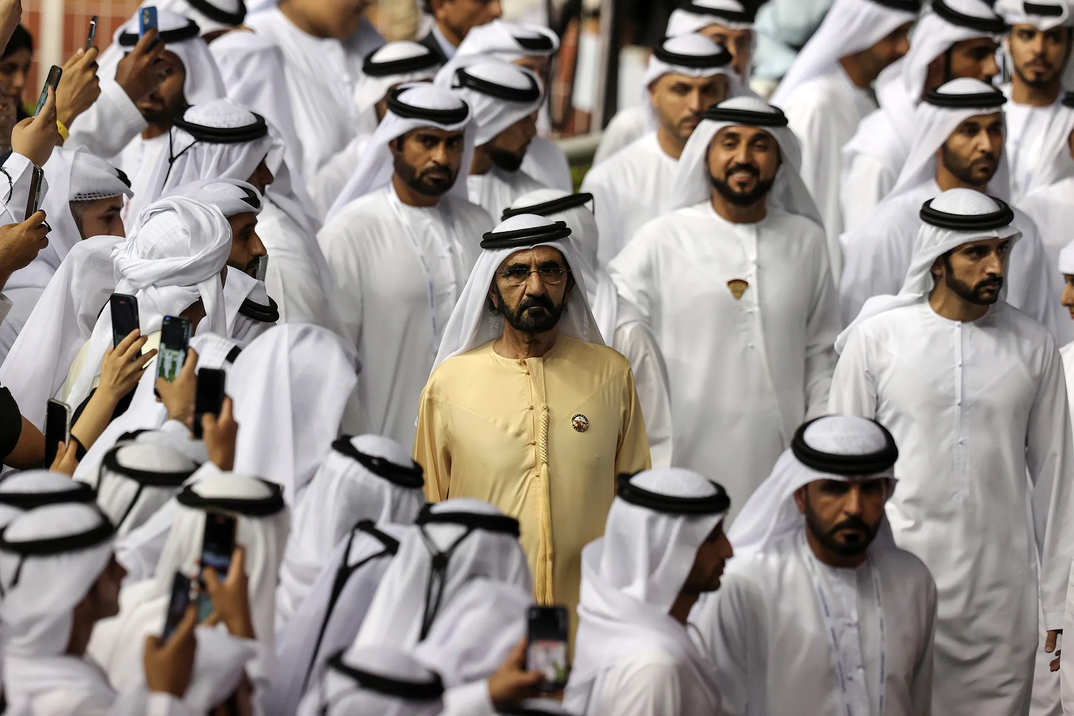 Sheikh Mohammed bin Rashid al-Maktoum, center, in Dubai in March. 