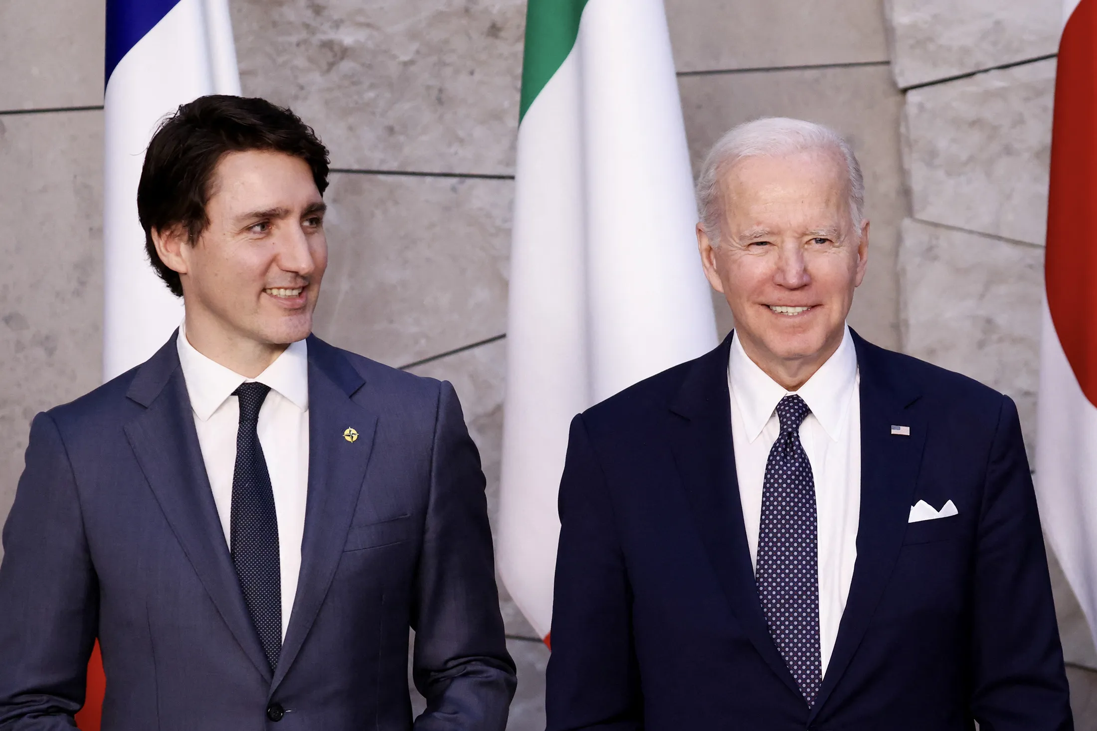 Justin Trudeau, left, and Joe Biden&nbsp;
