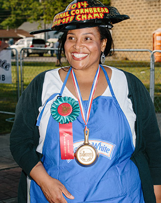 The winner of the cornbread cook-off, Andria Gaskins