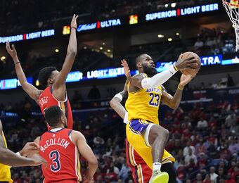 relates to LeBron James and the Lakers beat Pelicans in play-in, earn a playoff rematch with the Nuggets