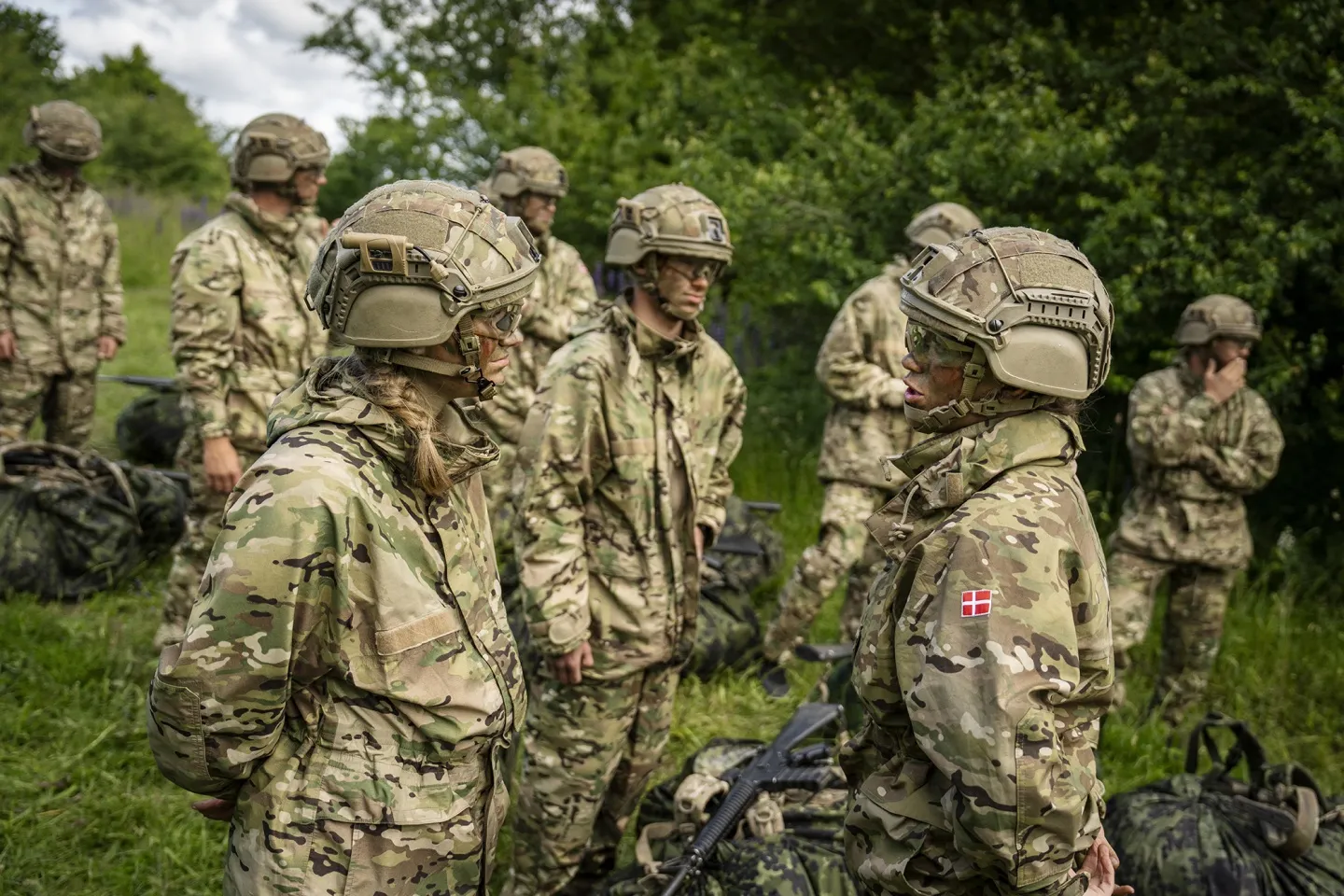 Conscripts from The Royal Life Guards take part in a training exercise at the Kulsbjerg Training Area near Vordingborg, Denmark.