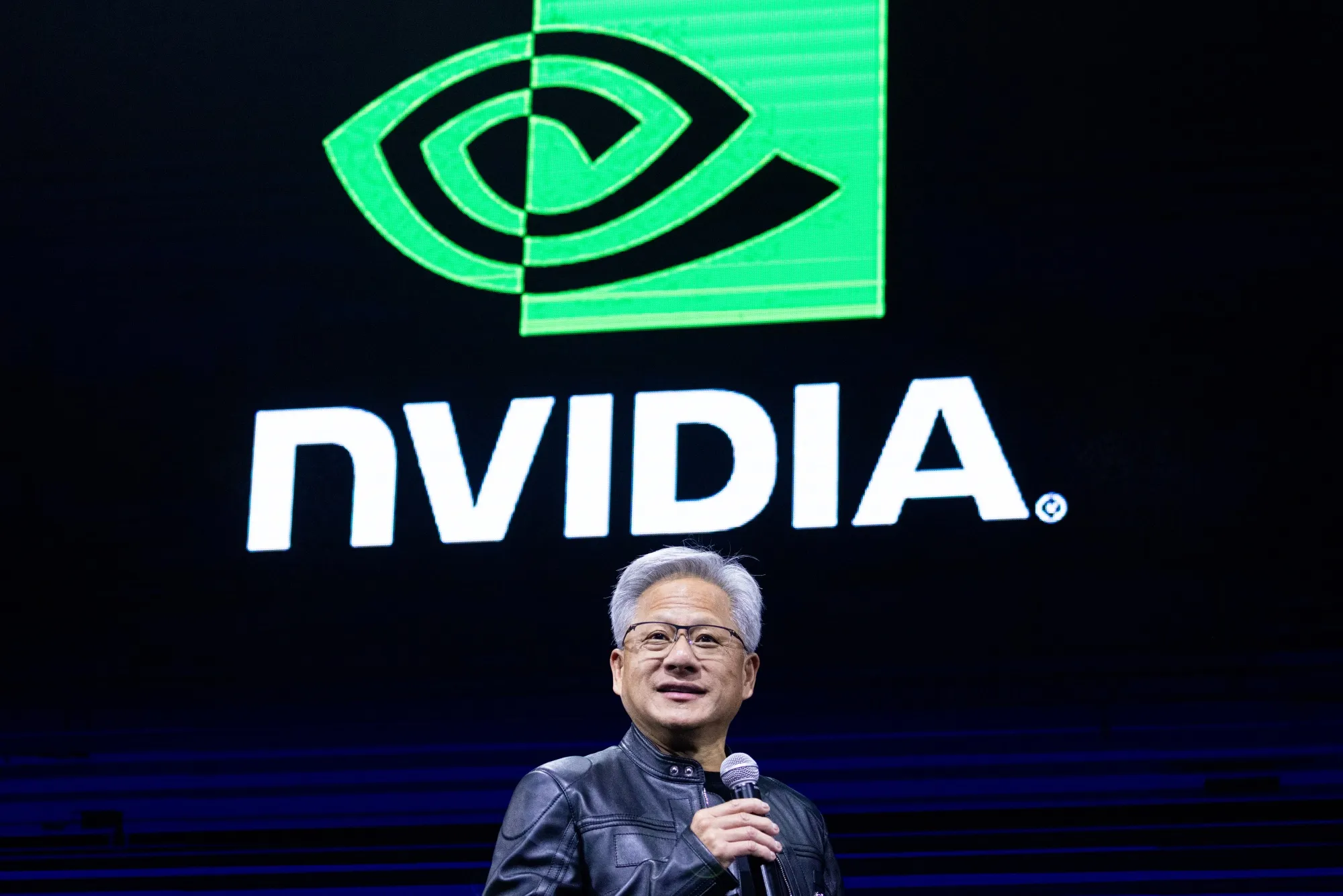 Jensen Huang during a conference in Taipei.