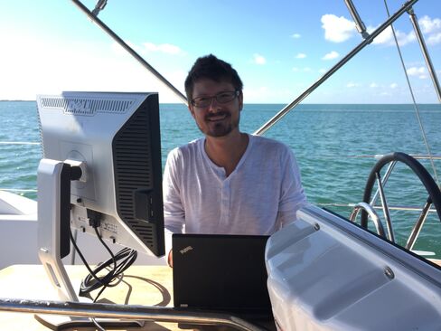 Martin Langhoff in Biscayne Bay, Florida.