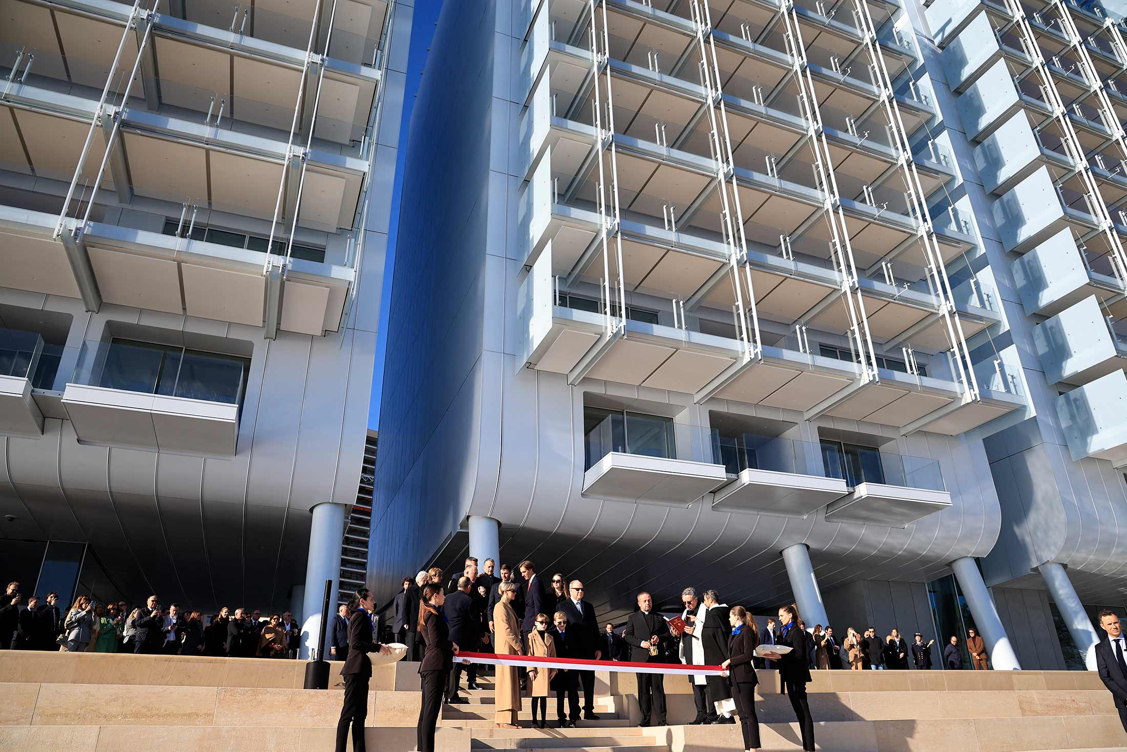 Prince Albert II and other members of the royal family at the inauguration of Mareterra in December 2024. Photographer: Valery Hache/AFP/Getty Images