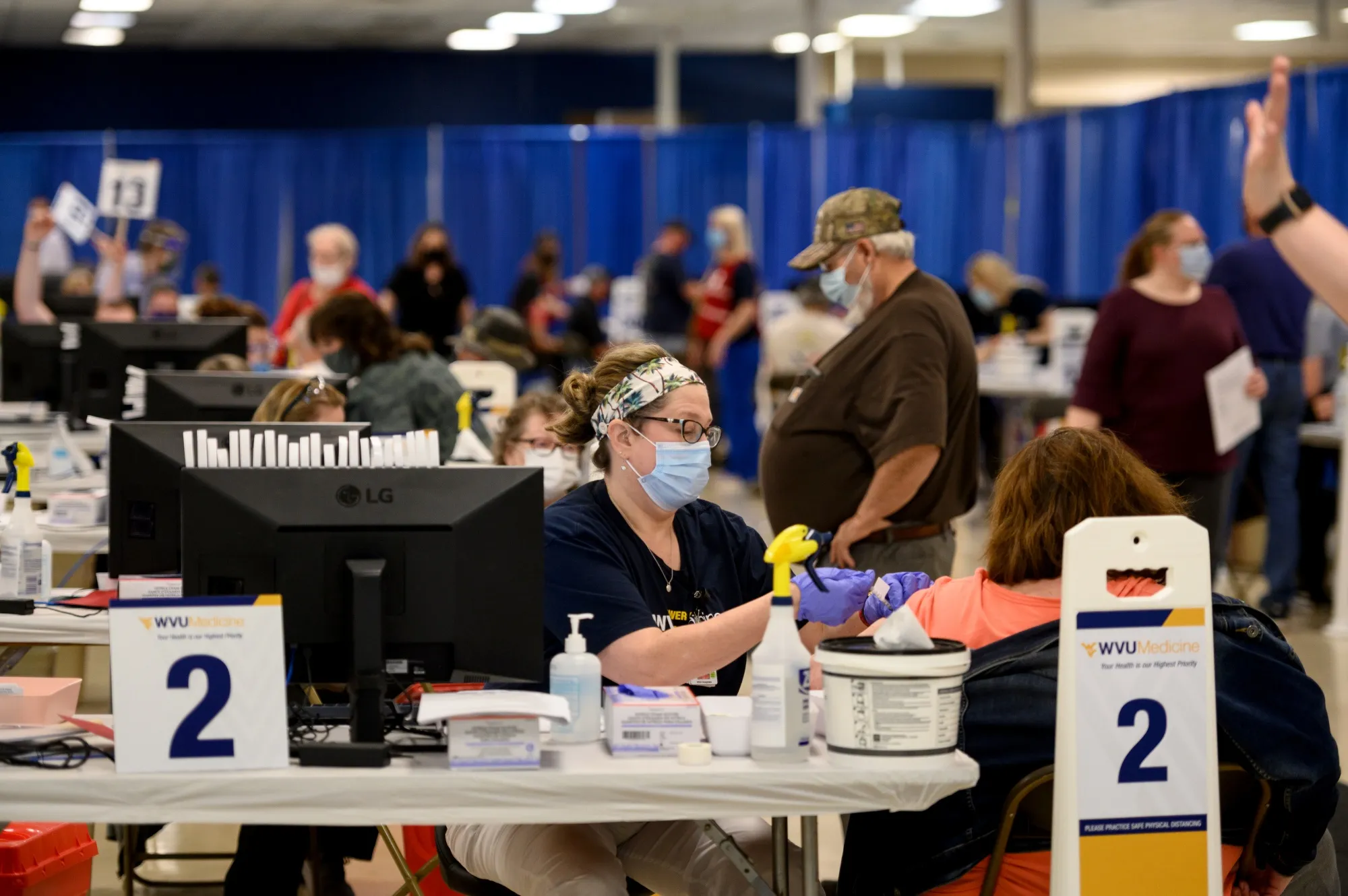 Covid-19 vaccine shots are administered at a&nbsp;vaccine clinic in Morgantown, U.S., in March.