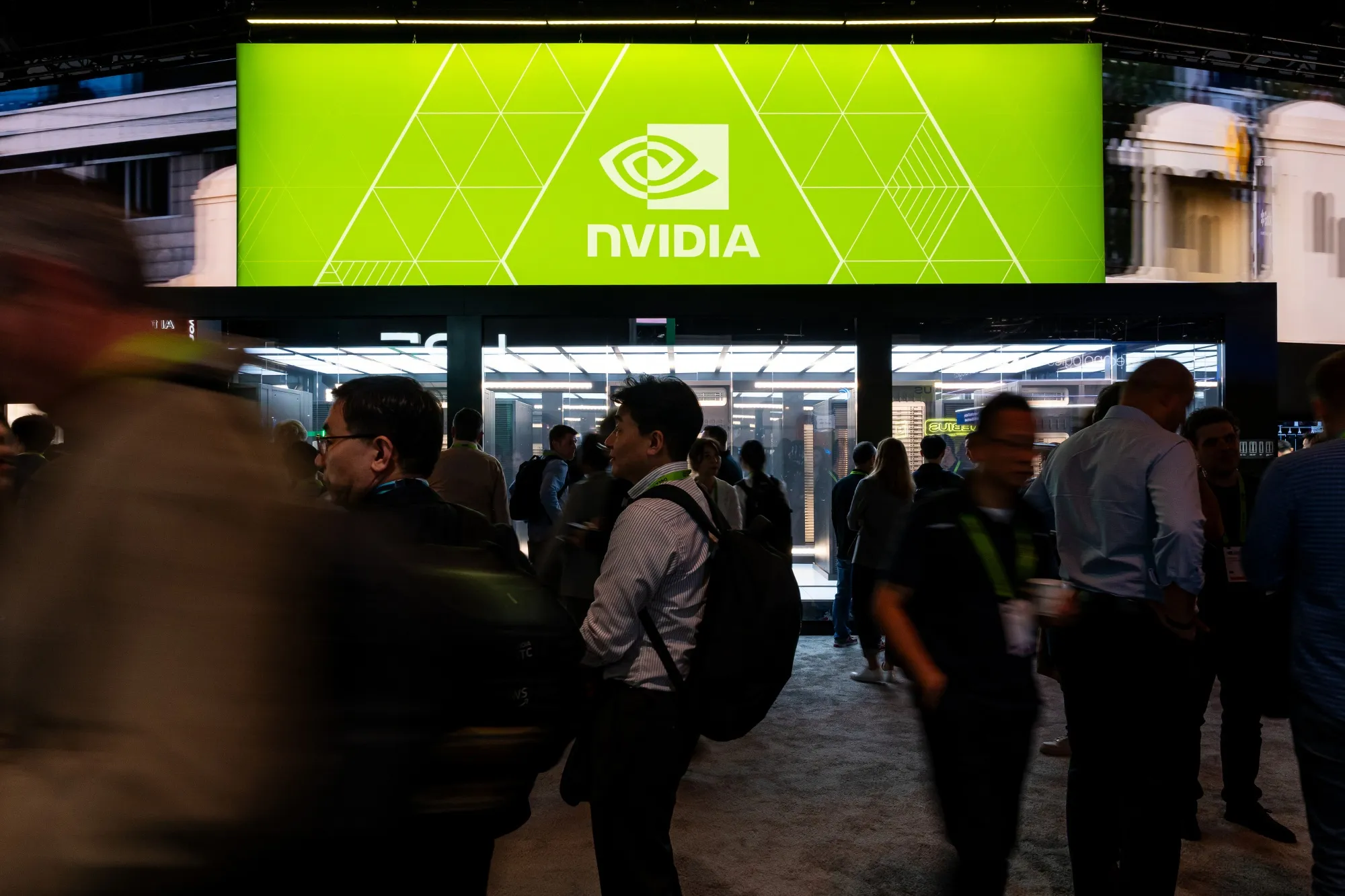 Nvidia signage at the Nvidia GTC conference in San Jose, California.