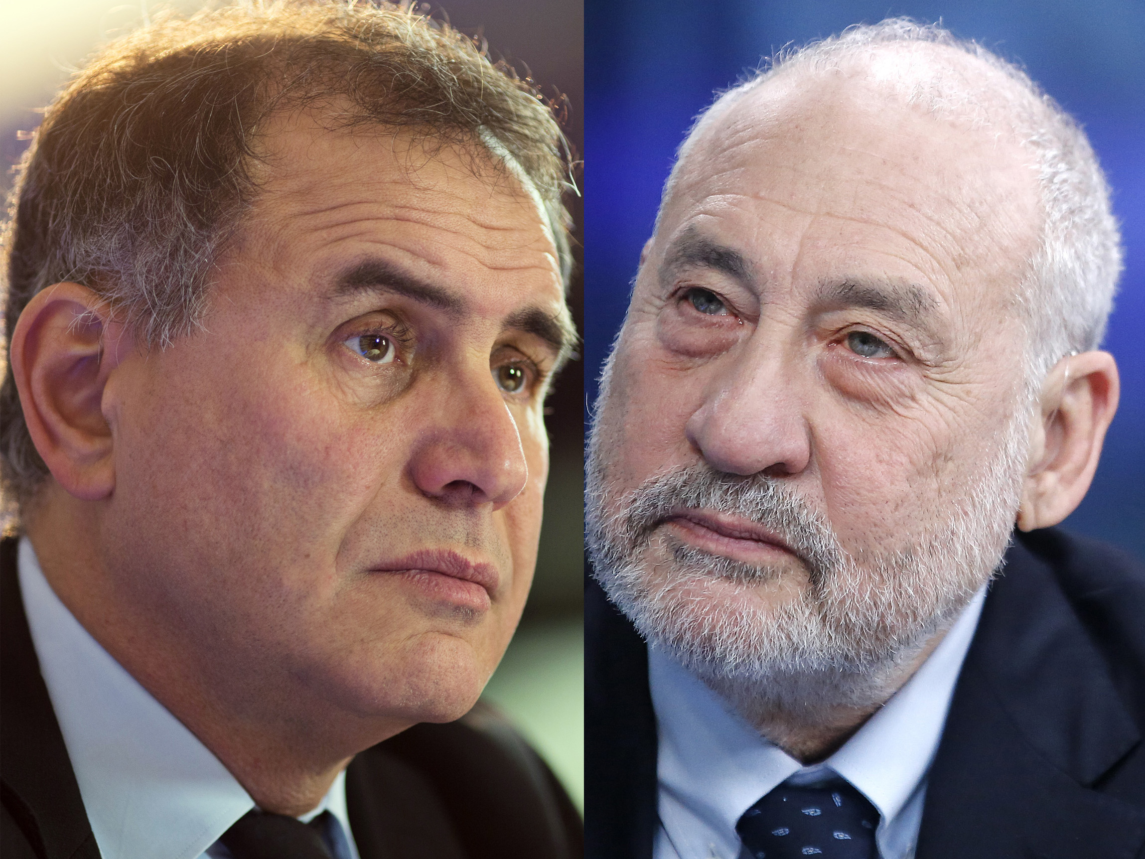 Nouriel Roubini (left) and Joseph Stiglitz