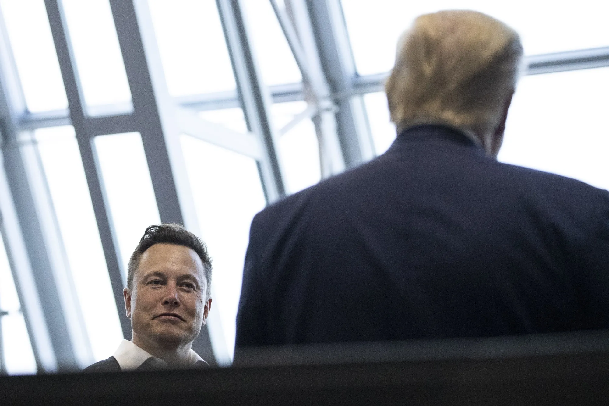 Tesla and SpaceX CEO Elon Musk with then-President Donald Trump in May 2020 at the Kennedy Space Center in Cape Canaveral, Florida.