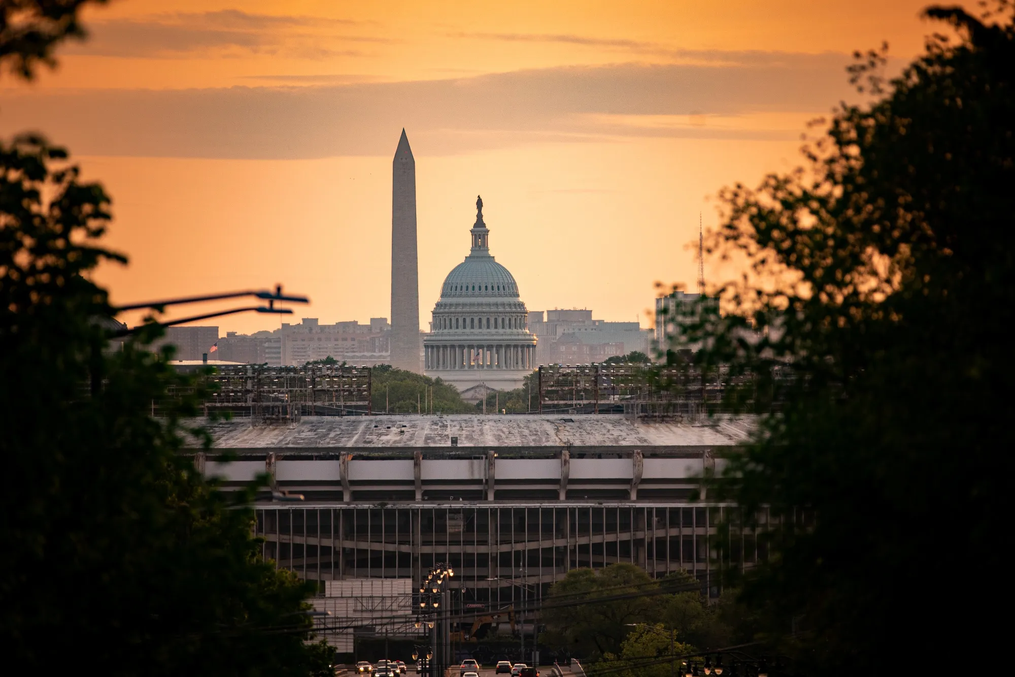 The US Capitol and Washington Monument in Washington.
