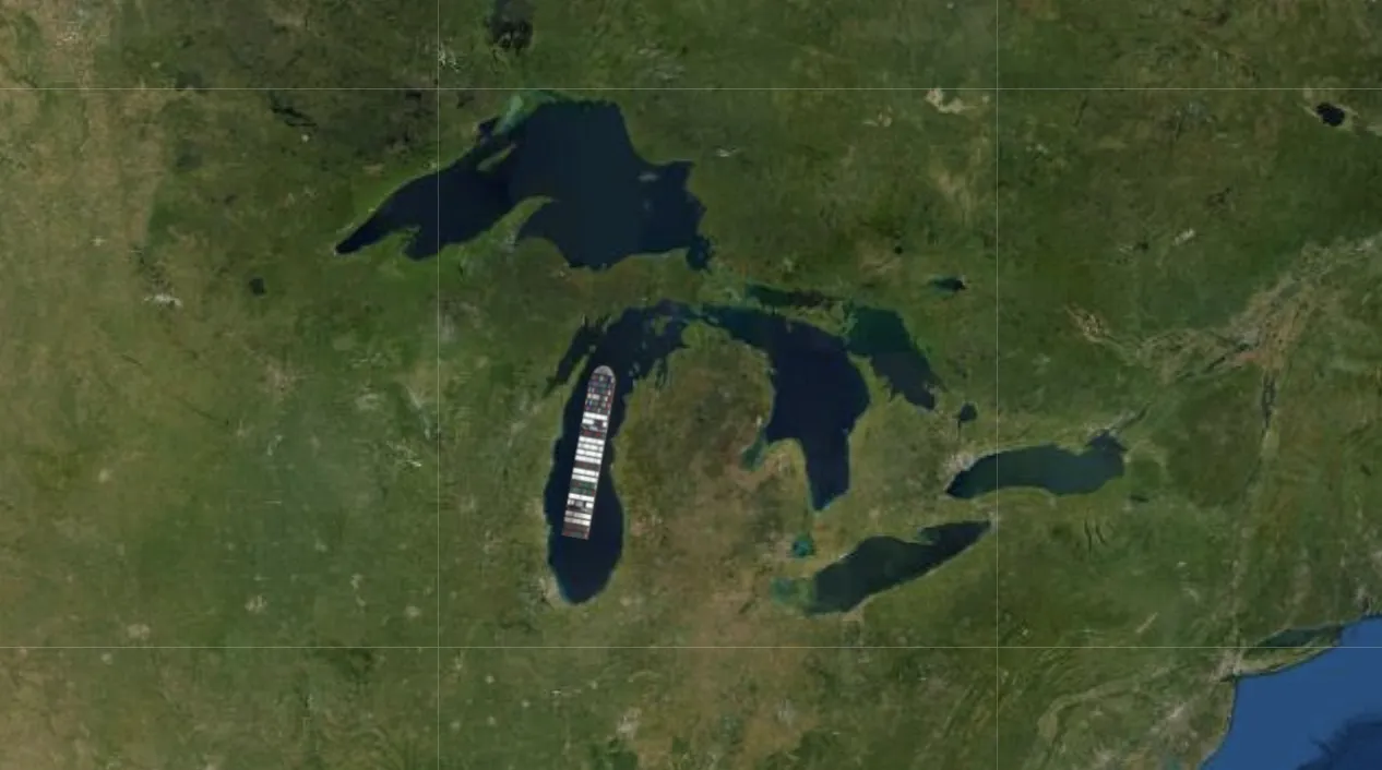 The Great Lakes is facing a situation. Screenshot: Ever Given, Ever Ywhere