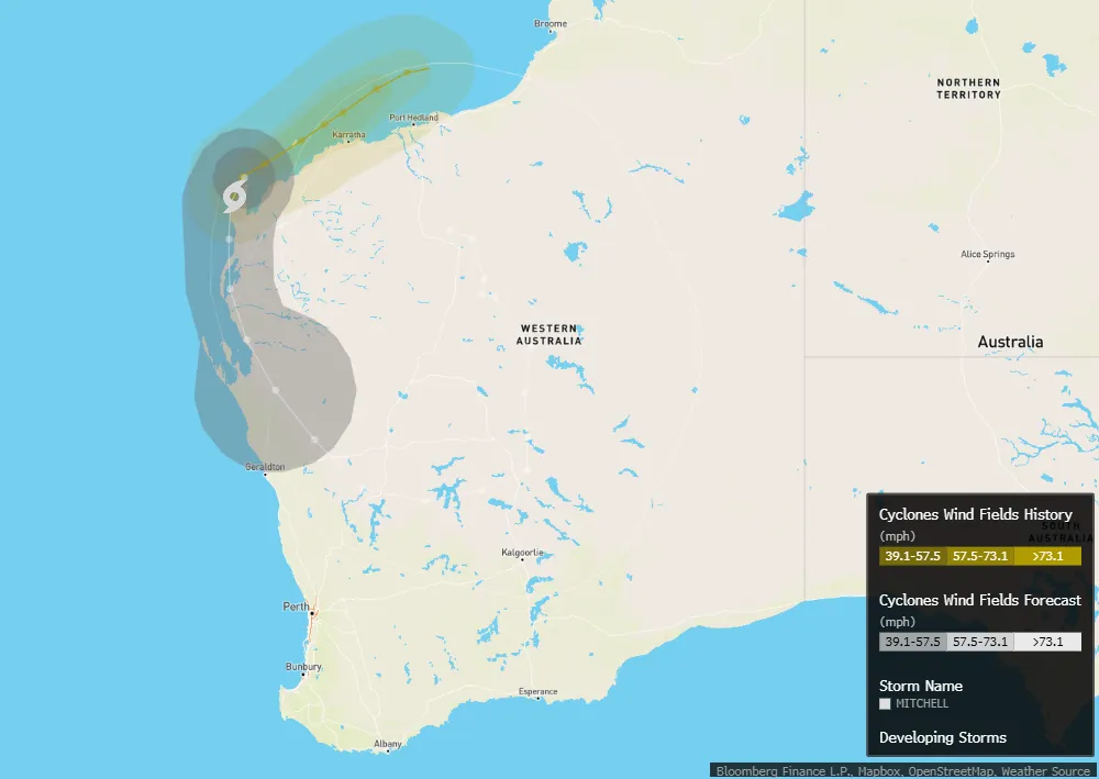 Key iron ore export hub of Port Hedland reopens after tropical storm Mitchell
