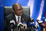 Ernest Addison, governor of the Bank of Ghana, speaks during a news conference.