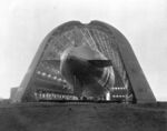 USS Macon entering Hangar One at the NASA Ames Research center in Mountain View in 1934.
