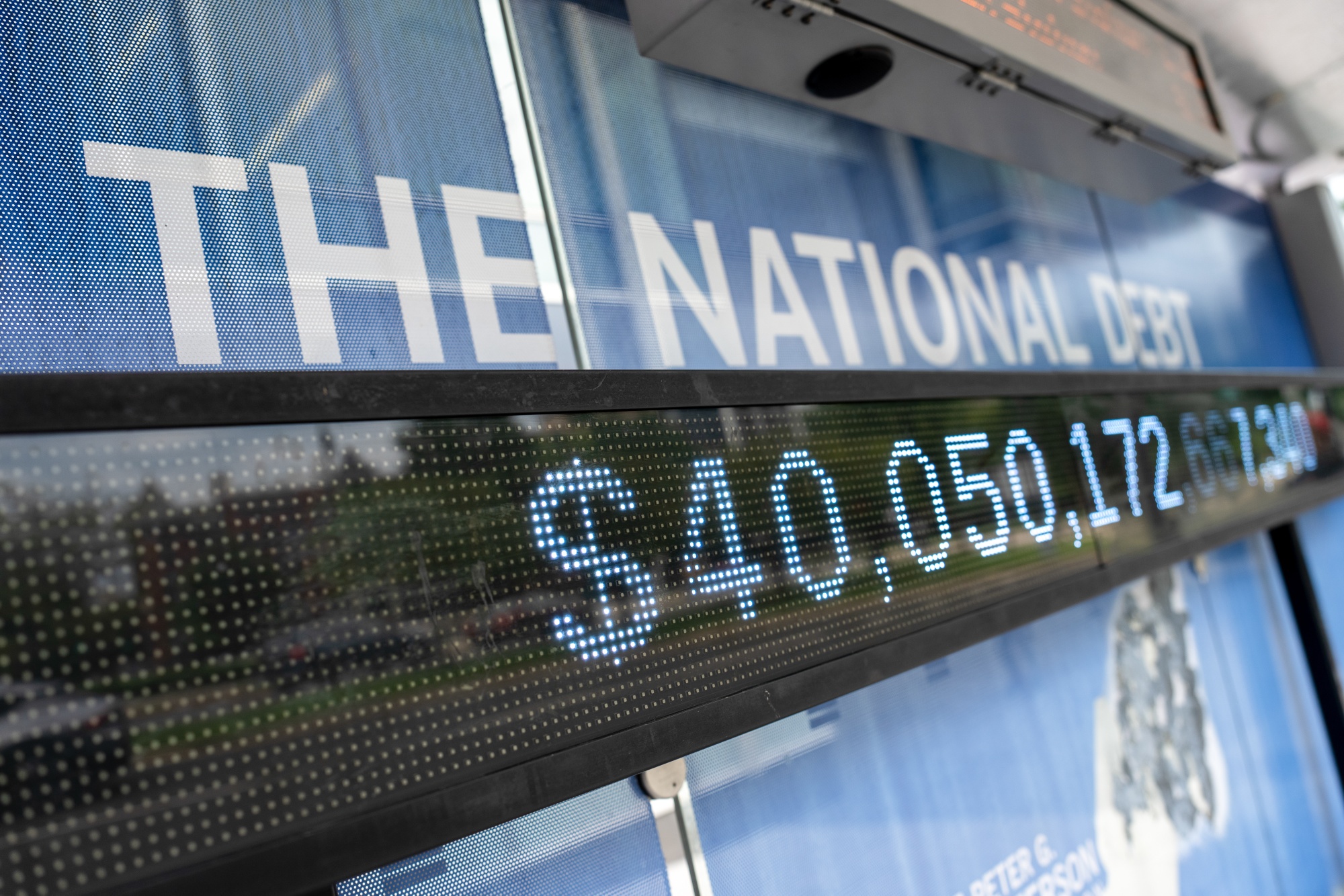 US national debt display.