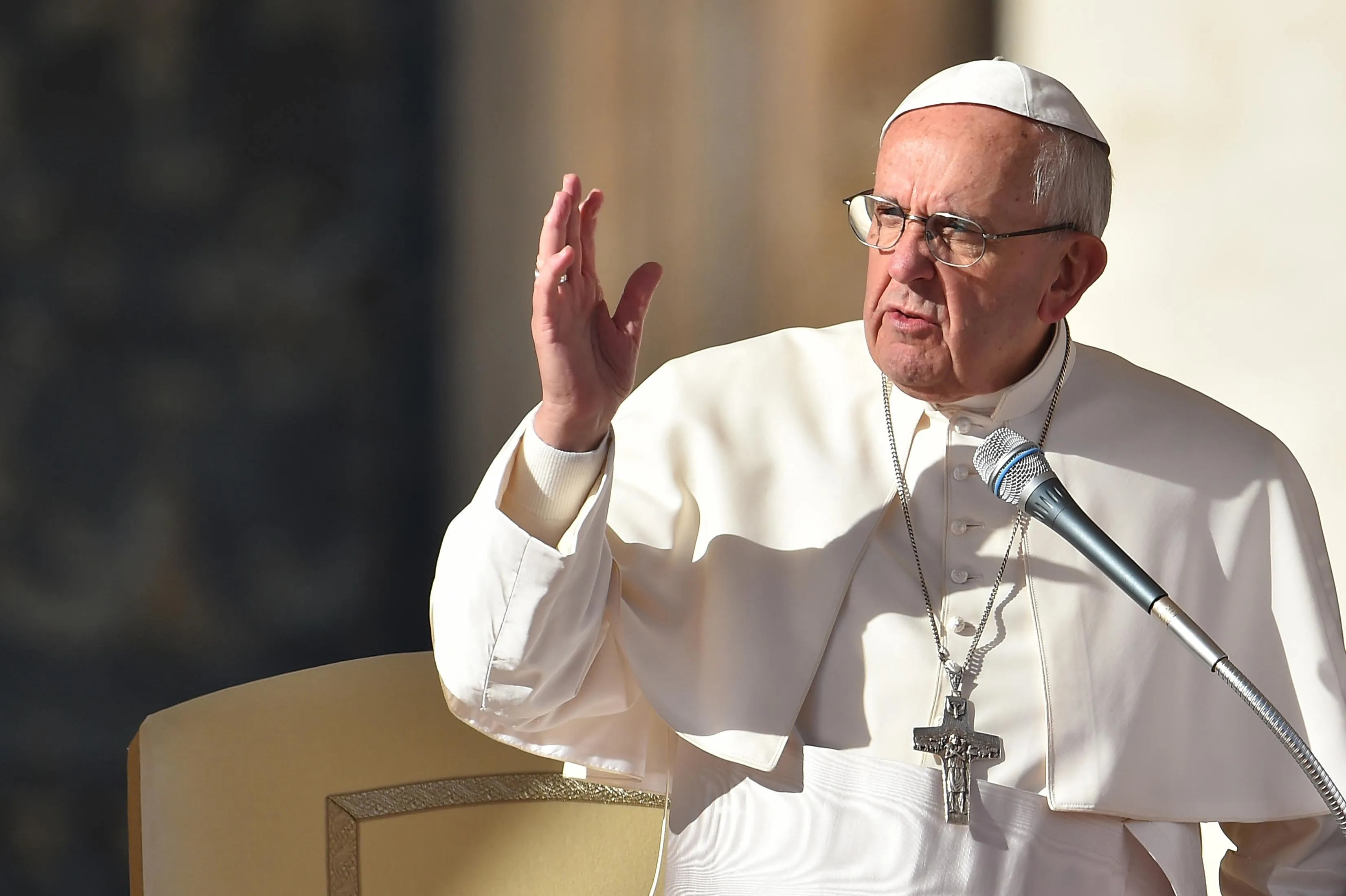 Pope Francis blesses the crowd at the end of his weekly general audience at St. Peter’s Square in the Vatican on Dec. 2.

