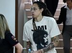 Brittney Griner arrives to a hearing at the Khimki Court on July 1.
