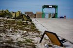 Remnants of the failed Fyre Festival in Exuma, the Bahamas.
