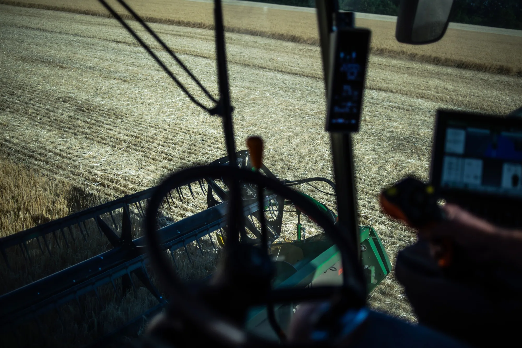 A combine harvester cuts through a field of wheat during the summer harvest in Kryvyi Rih, Ukraine.
