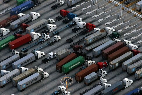 Trucks at the Port of Los Angeles
