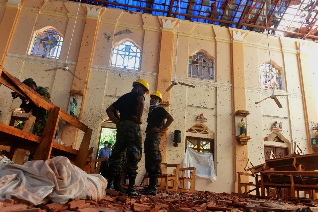 St. Sebastian's Church in Negombo, Sri Lanka, after the bombings.
