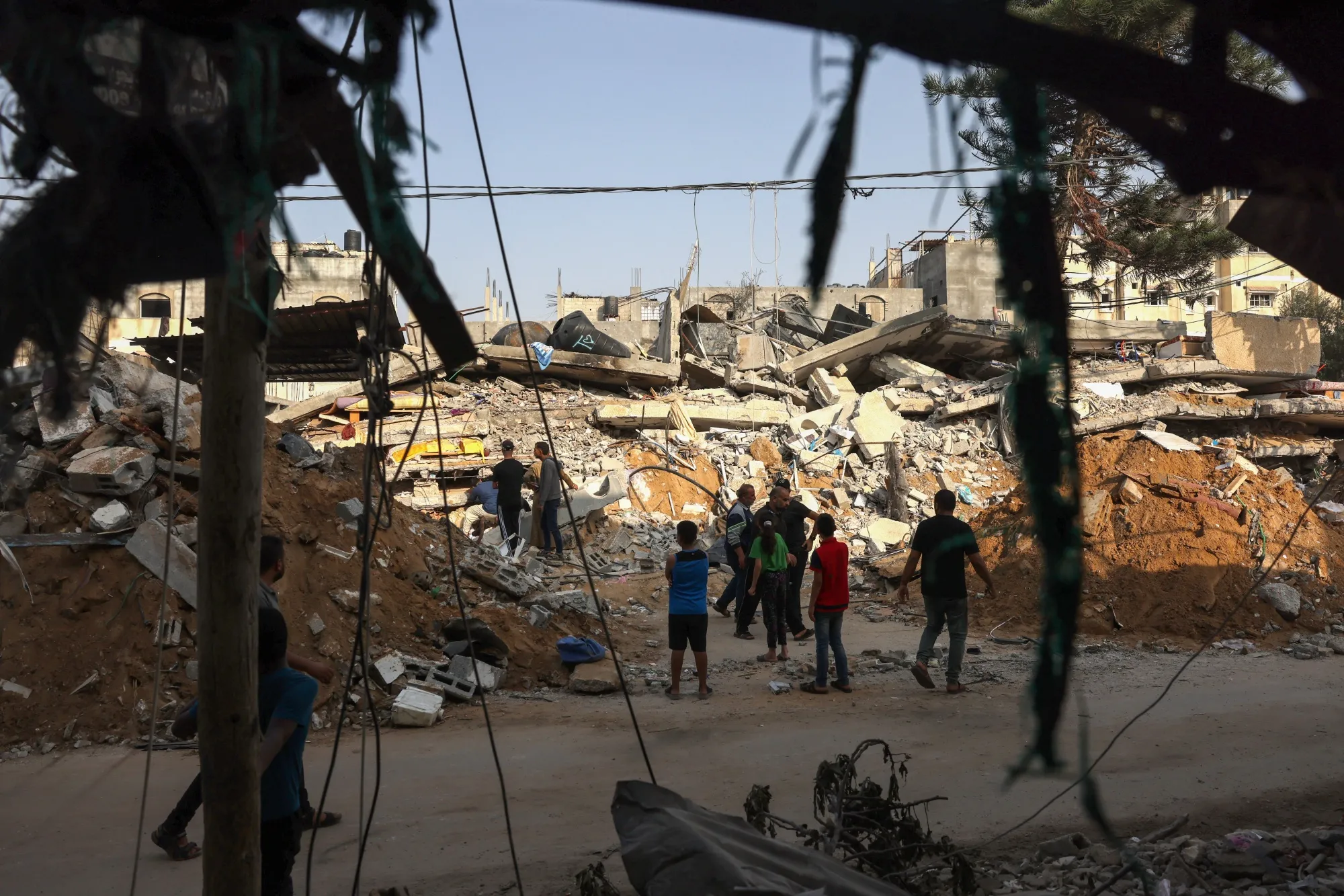 A destroyed building following Israeli strikes on Rafah in the southern Gaza Strip on Oct. 24.