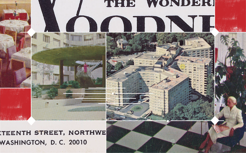Postcards showing the Woodner when it used to be a luxury apartment-hotel in the '50s and '60s, from the collection of John DeFerrari.