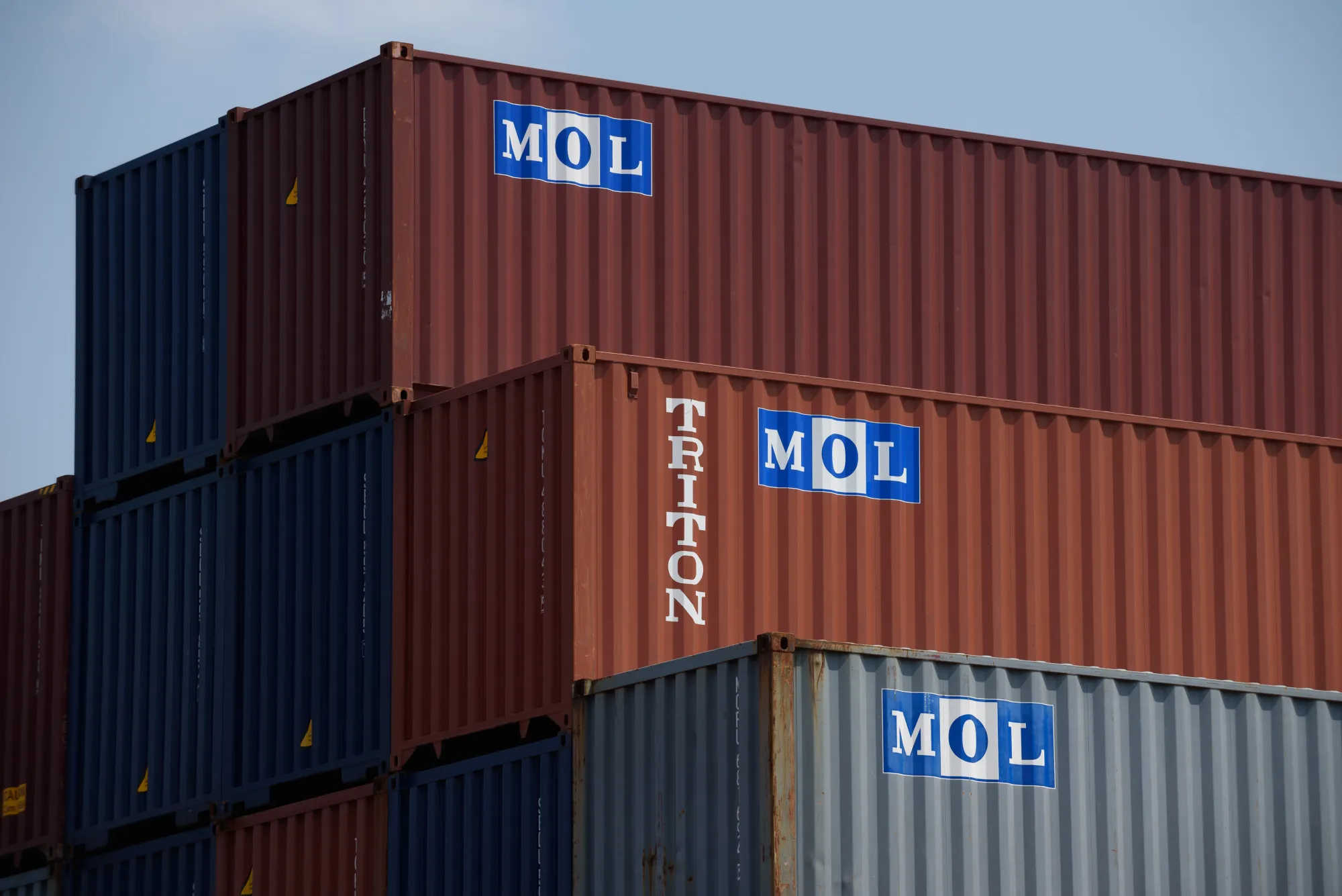Mitsui OSK containers at a shipping terminal in Tokyo.