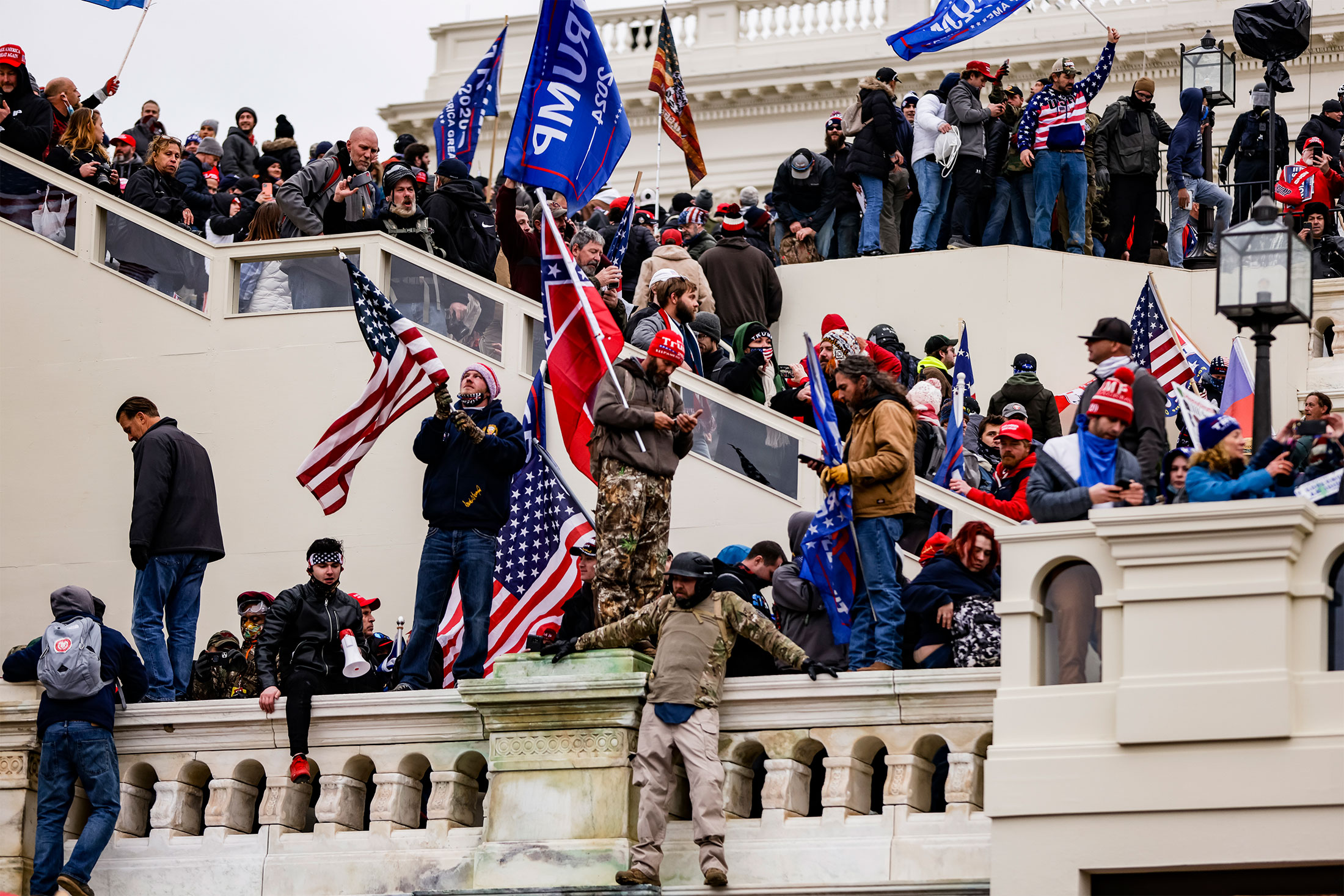 Demonstrators storm the U.S. Capitol in Washington, D.C., on Jan. 6.