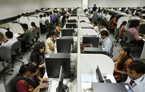 Engineering recruits undergo training at the Tata Consultancy Services training center in Trivandrum.