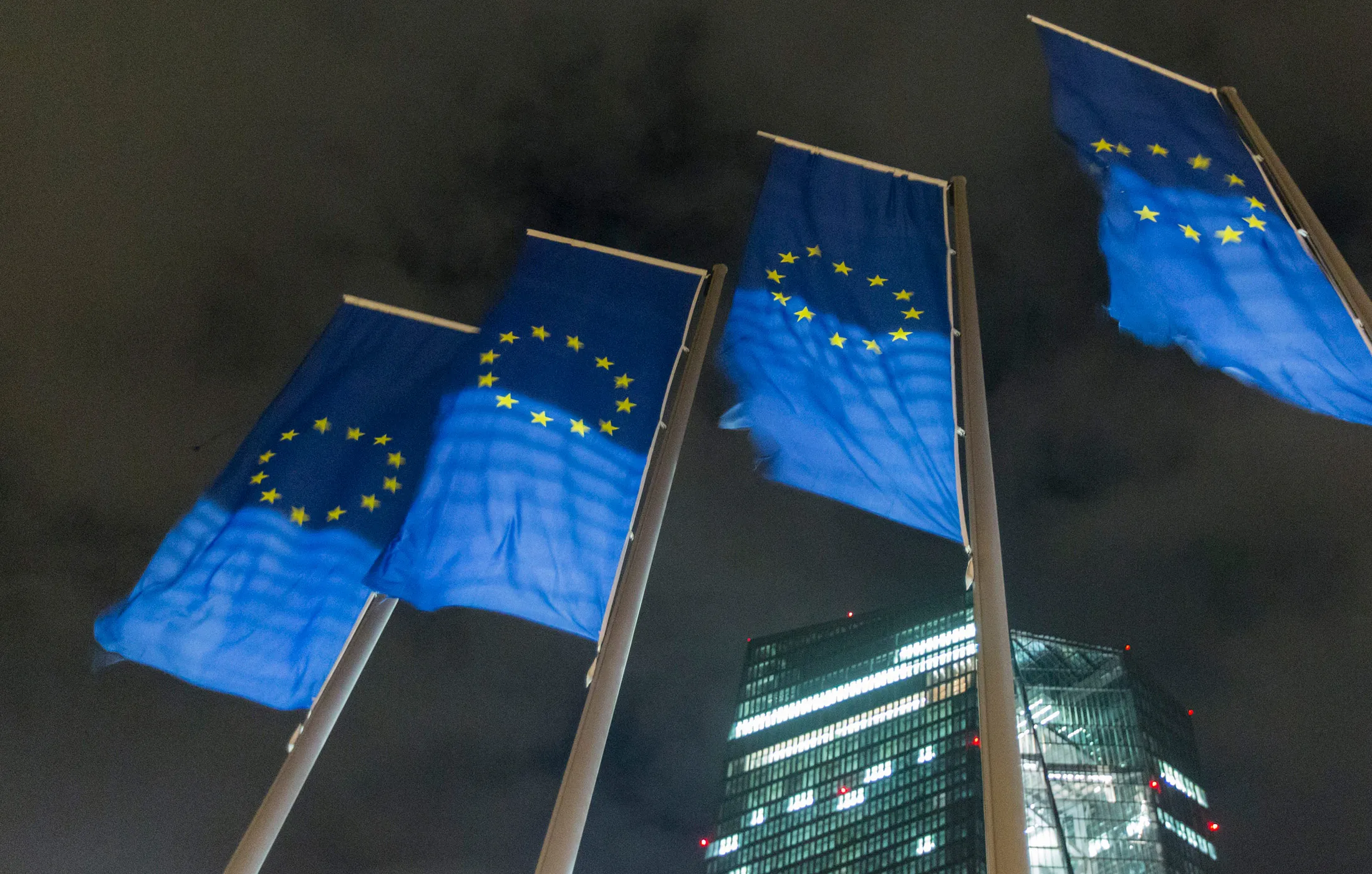 European Central Bank President Mario Draghi Speaks At An Artwork Inauguration In The ECB Headquarters