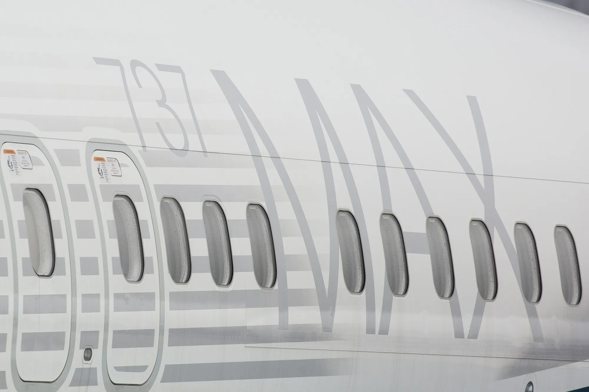 A Boeing Co. 737 Max plane is seen at the company's manufacturing facility in Renton, Washington, U.S.