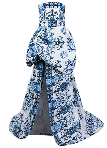 A $6,800 Monique Lhullier silk evening dress.